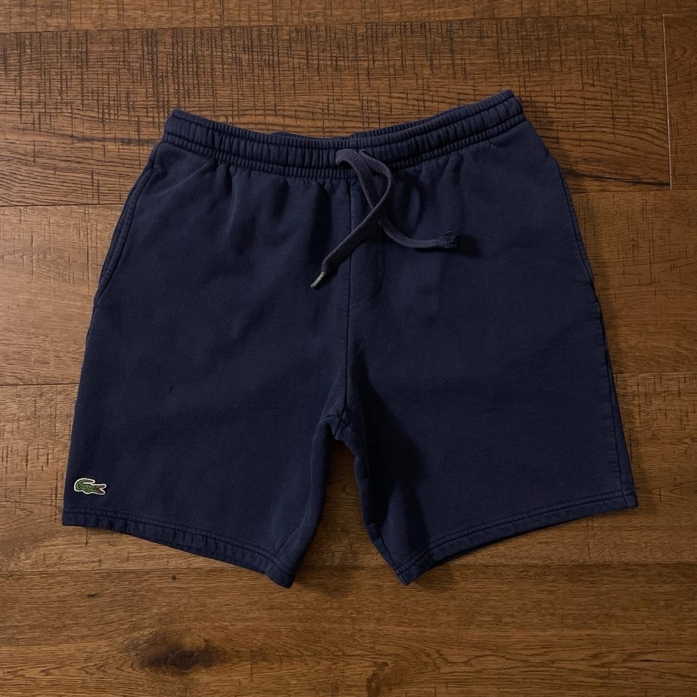Lacoste Fleece Sweatshorts Men Small Navy Blue Preppy Minimal Drawstring Gym